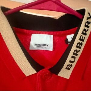 Burberry Red Polo Shirt with Black and Cream Accents
